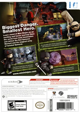 Mini Ninjas box cover back